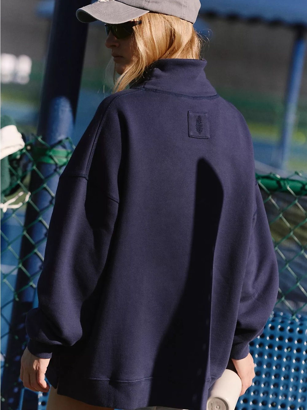 FP Movement Navy A Cut Above Mock Neck Pullover Sweatshirt